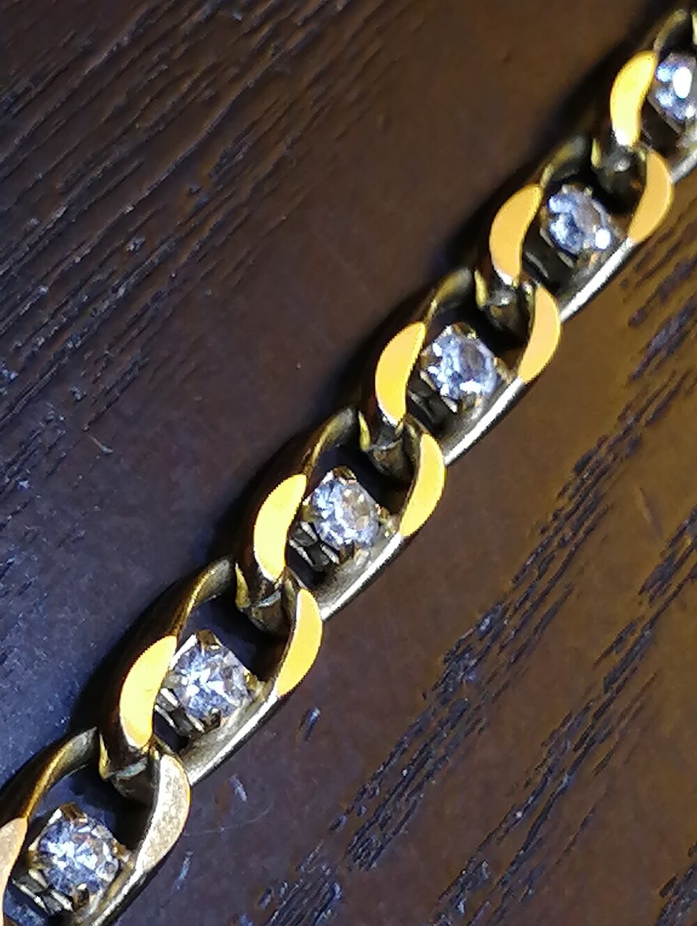 Sparkling Crystals Gold Plated Chain Bracelet 7.5" Long